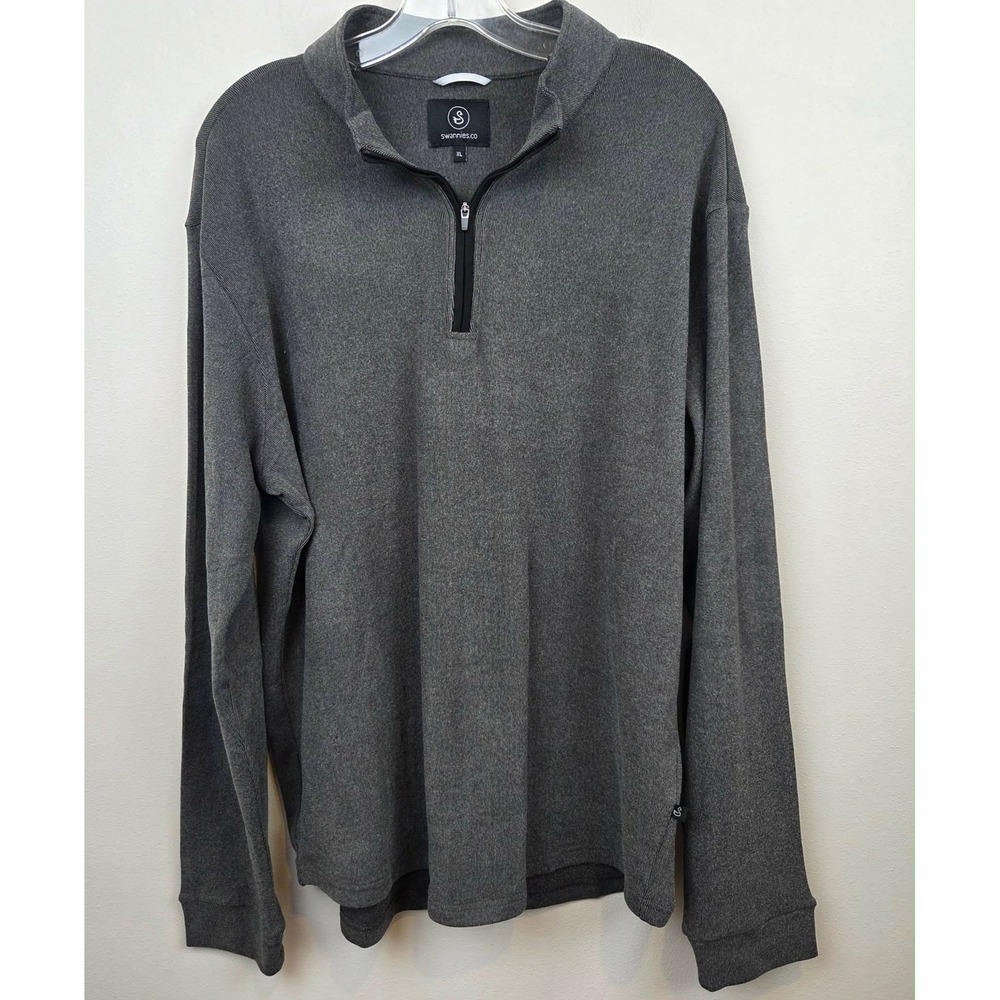 Swannies Golf Emery Quarter Zip Pullover Black Heather Mens XL